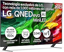 LG 75QNED85A6C - TV 75", 4K QNED EVO, Smart TV, WebOS 25, Procesador Potente e Inteligente, MiniLED AI, Super Upscaling, Dolby Vision y Dilgital Plus, Alexa/Google Assistant, Negro