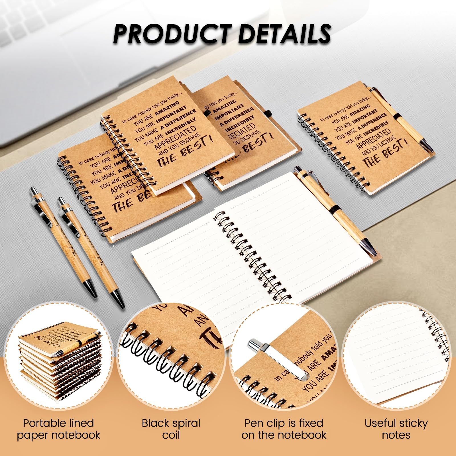 20 PCS Employee Appreciation Gifts Bulk for Coworker Inspirational Bamboo Ballpoint Pens with Motivational Notebook Thank You Gifts for Colleagues Staff Teacher Volunteer Team Nurse Gifts - Image 4