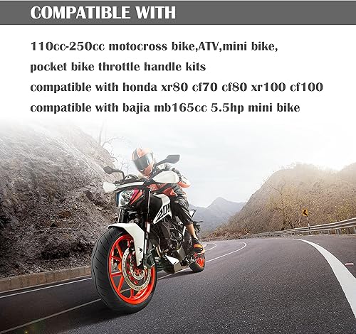 Miniatura 7 de Kit de cable de acelerador, empuñaduras de manillar de motocicleta con acelerador giratorio y cables de acelerador de 47 pulgadas, conjunto