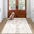 Area Rug 3x5 Washable Taupe Rug Vintage Boho Medallion Entryway Door Mat Entrance Distressed Retro Carpet Non Slip Low Pile Small Soft for Office Kitchen Bedroom Laundry Bathroom Hallway