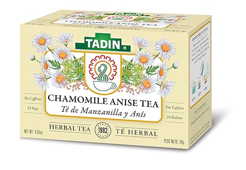 Tadin - Té de hierbas de manzanilla y anís sin cafeína 24 bolsas de té por caja paquete de 6 cajas en total