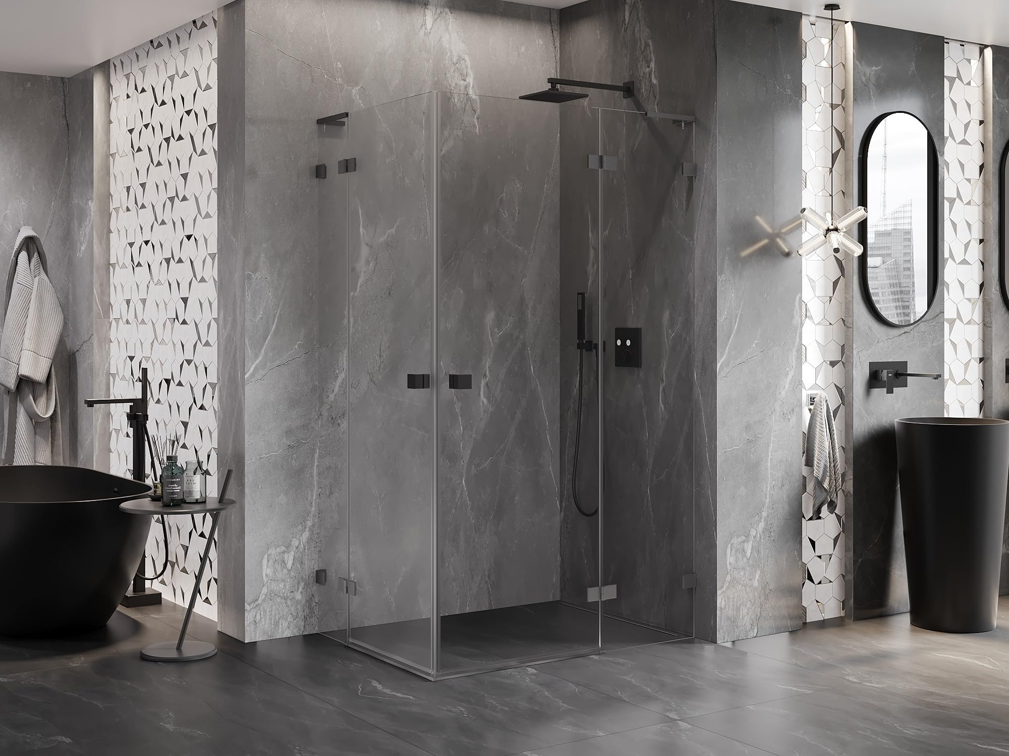 Mexen Lunar L Duo Box Doccia Apertura Destra 120x85 Trasparente Gun Metal