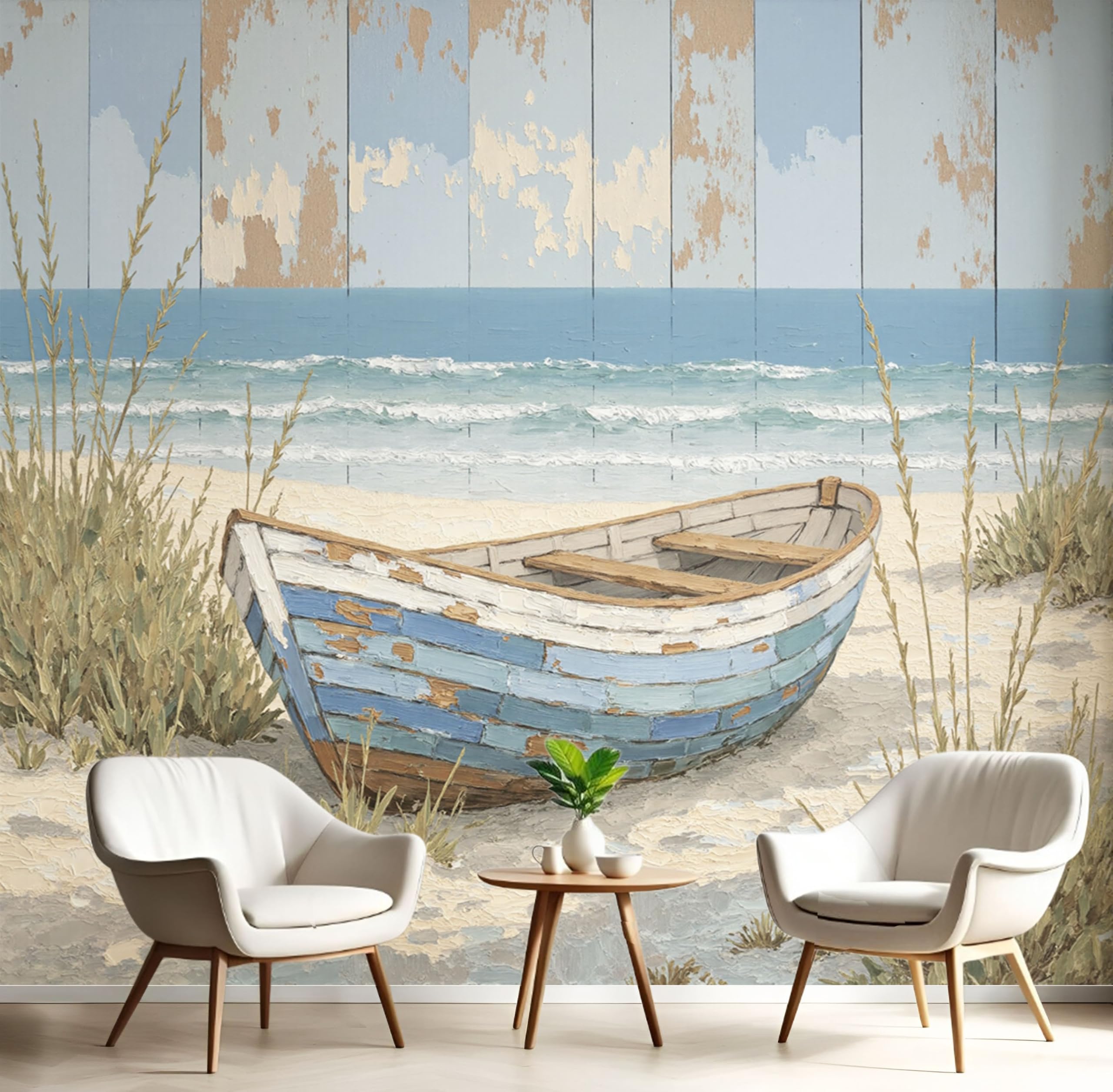Papier peint panoramique marin 400x280 cm bleu pour salon