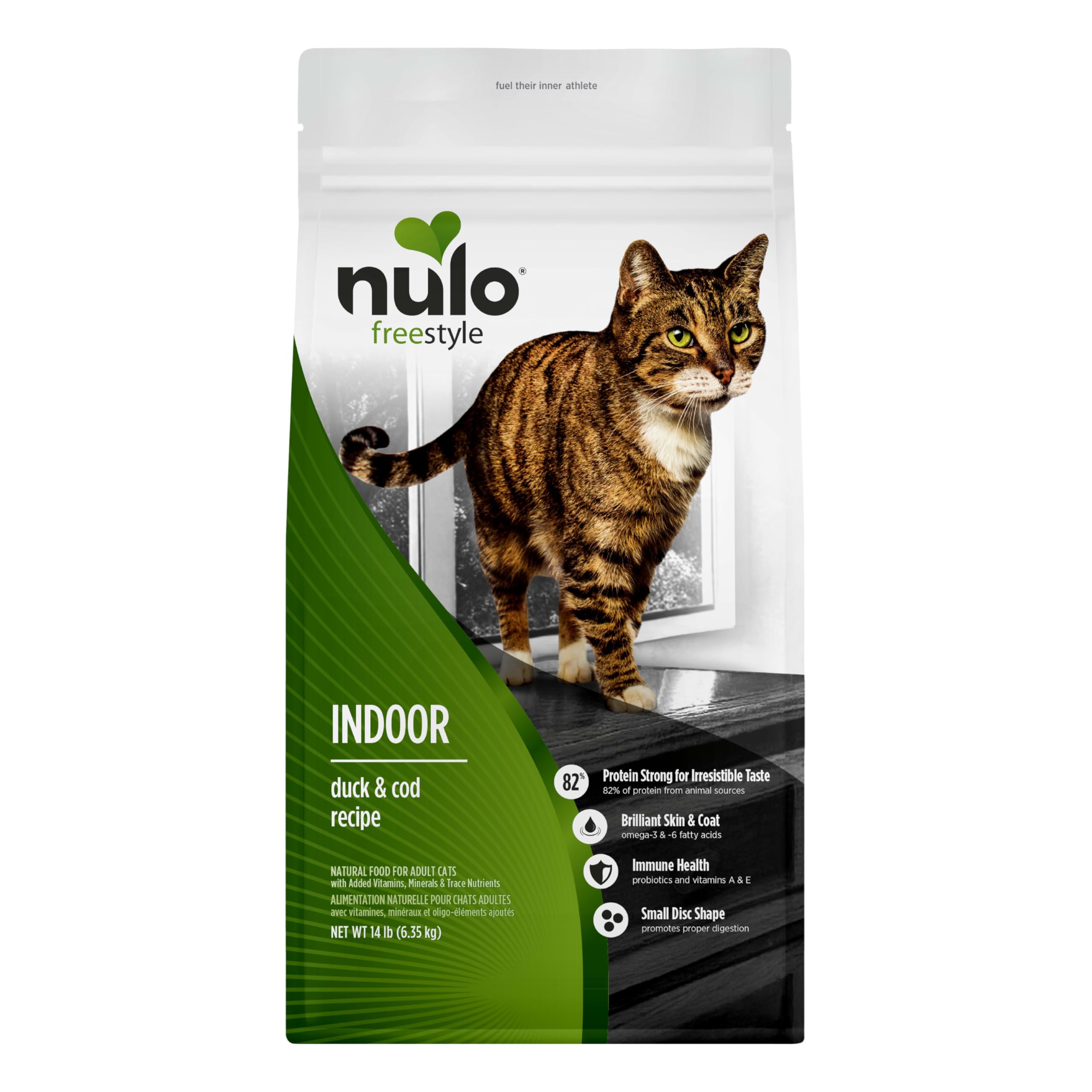 Nulo FreeStyle High Protein Indoor Cat Food, Duck & Cod Recipe - Natural Grain-Free Dry Indoor Cat Food with Omega Fatty Acids, & Probiotics, 14 lb Bag