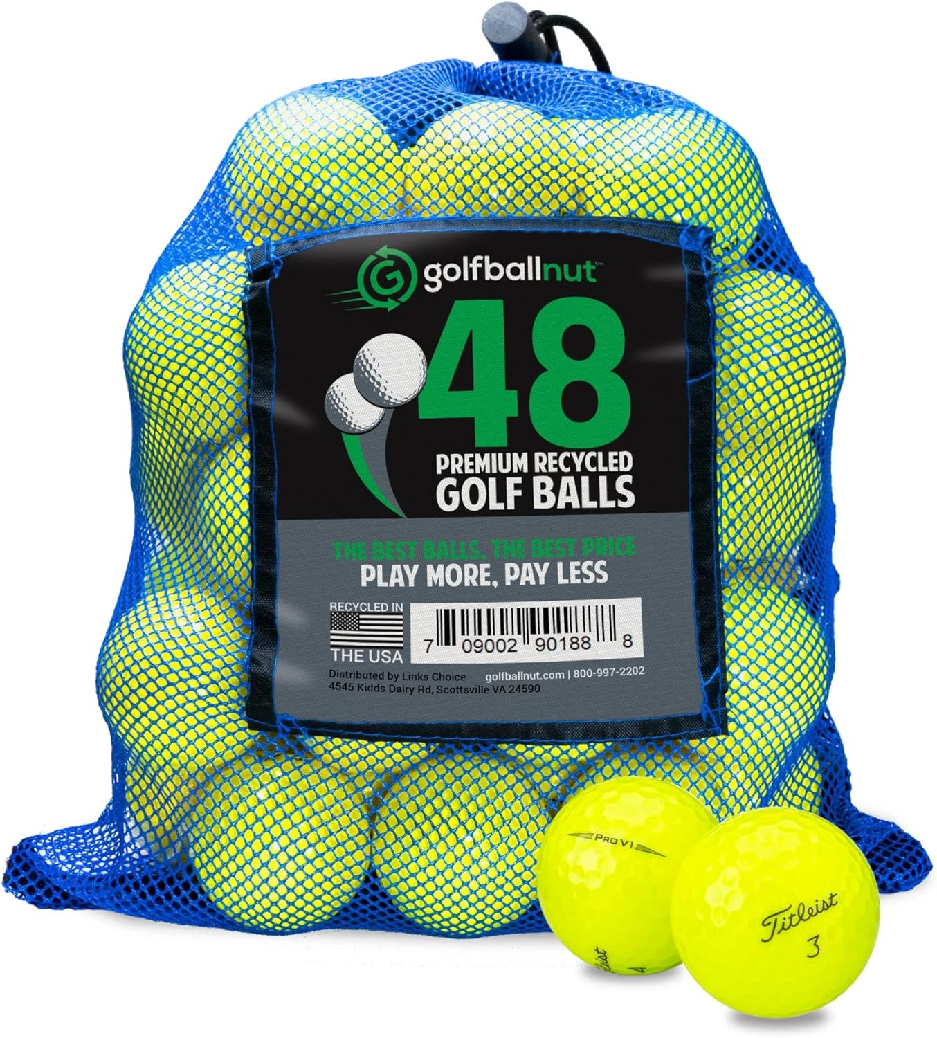 Used Recycled for Titleist Tour Model 4A Quality Near Mint Golf Balls (Yellow Pro V1 48 Ball Mesh Bag)