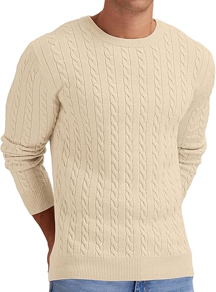 Sailwind Gebreide trui voor heren met ronde hals pullover heren kabelgebreid lange mouwen wintertrui trui sweater mannen, wit, L