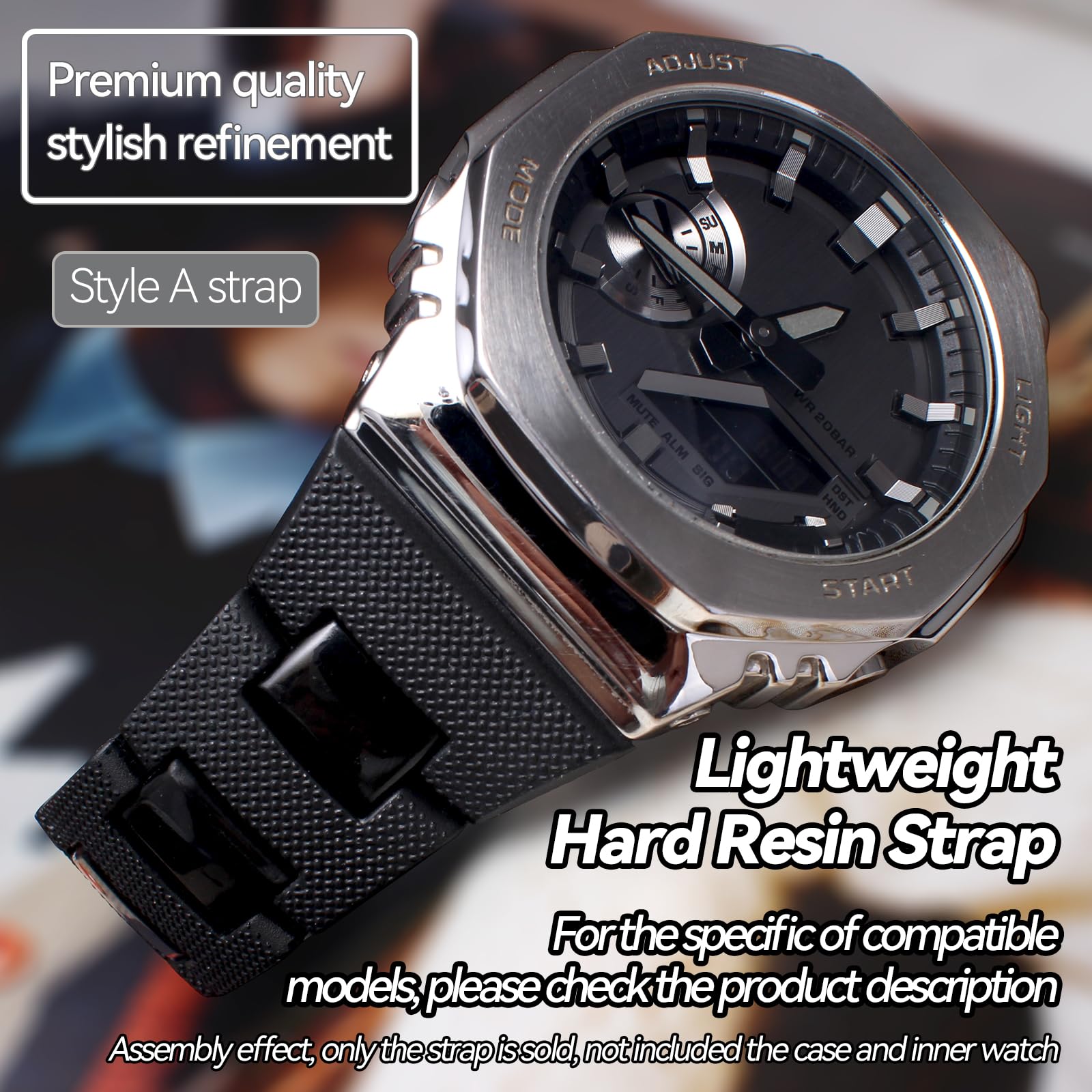 Lekki pasek do zegarka z twardej żywicy, kompatybilny z Casio DW-5600 GA-2100 GW-B5600 GW-M5610, pasek do zegarka G-Shock GM-2100 GM-5600 GM-6900
