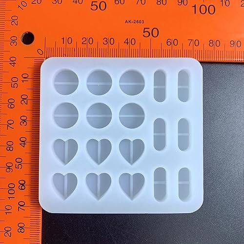 Miniatura 5 de Molde de relleno de resina de silicona con forma de corazón para colada de llavero colgante