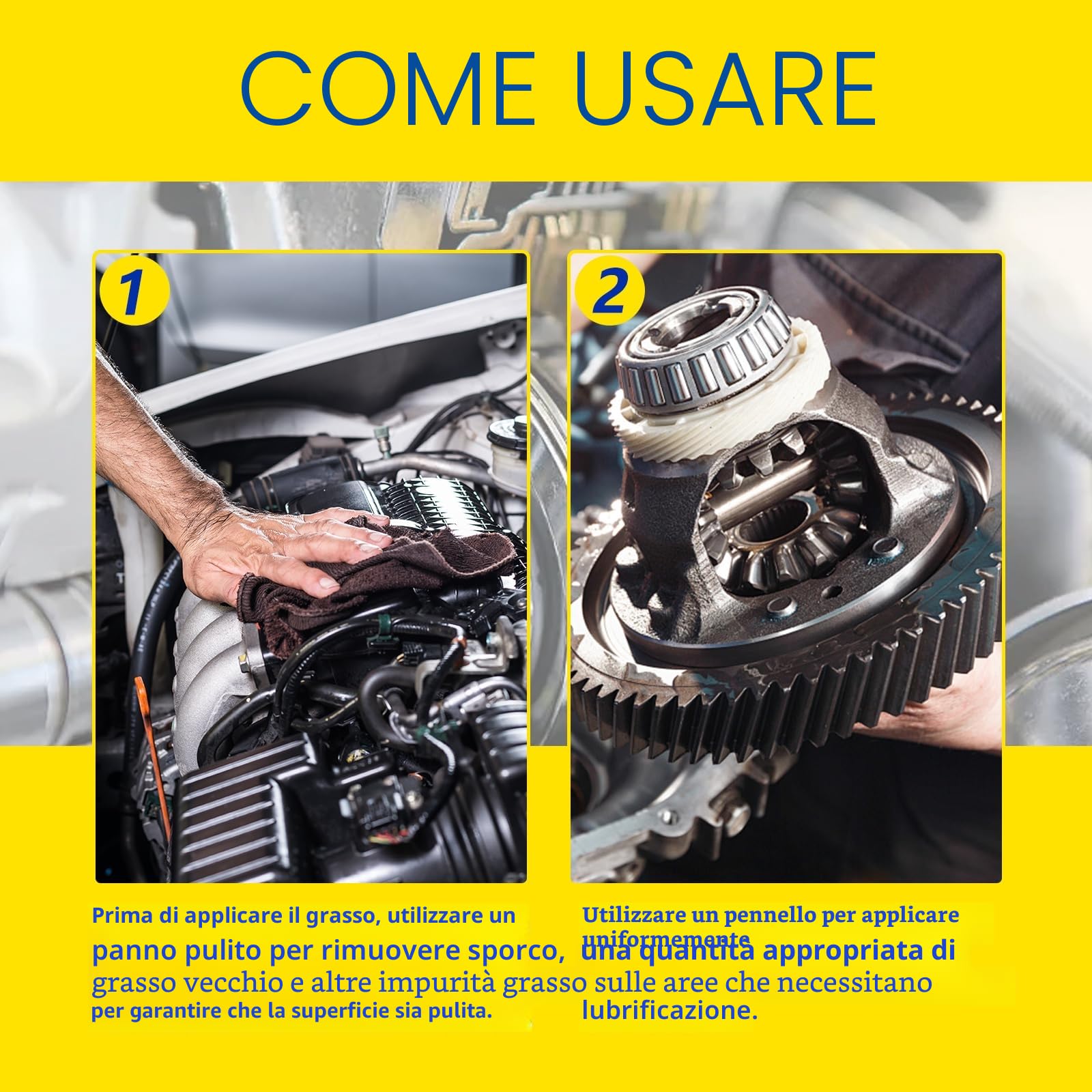 AstraVox Grasso al litio bianco, lubrificante multiuso con pennello per cerniere, cuscinetti, ingranaggi, ideale per uso automobilistico, nautico, industriale e domestico (1.06oz) (1)