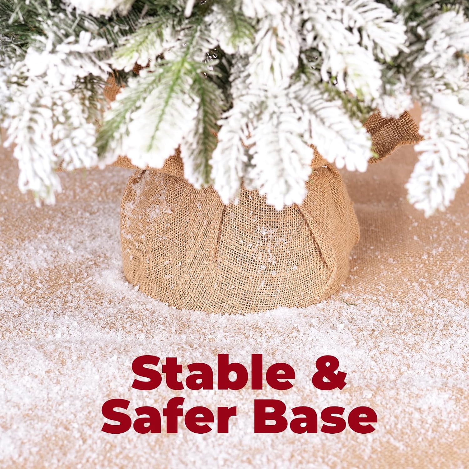 4ft Flocked Christmas Tree, Pre Lit with Red Berries and Pinecones, DIY Decorations Tabletop Tree