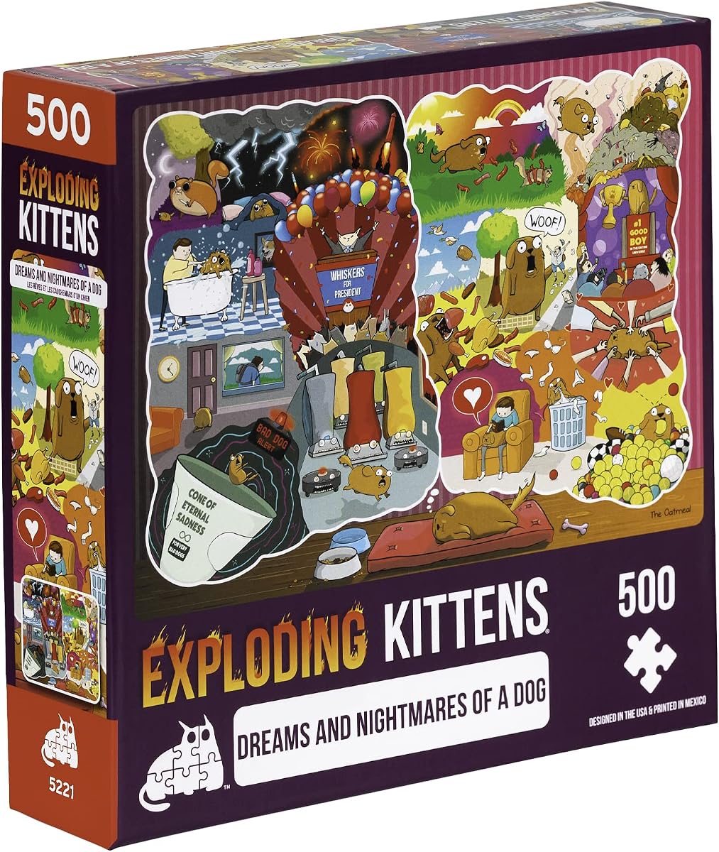 The Dreams & Nightmares of a Dog Jigsaw Puzzle by Exploding Kittens - 500 Pieces Jigsaw Puzzle for Adults, Teens, and Kids - Dog Puzzle, Funny Puzzle, Art Puzzle