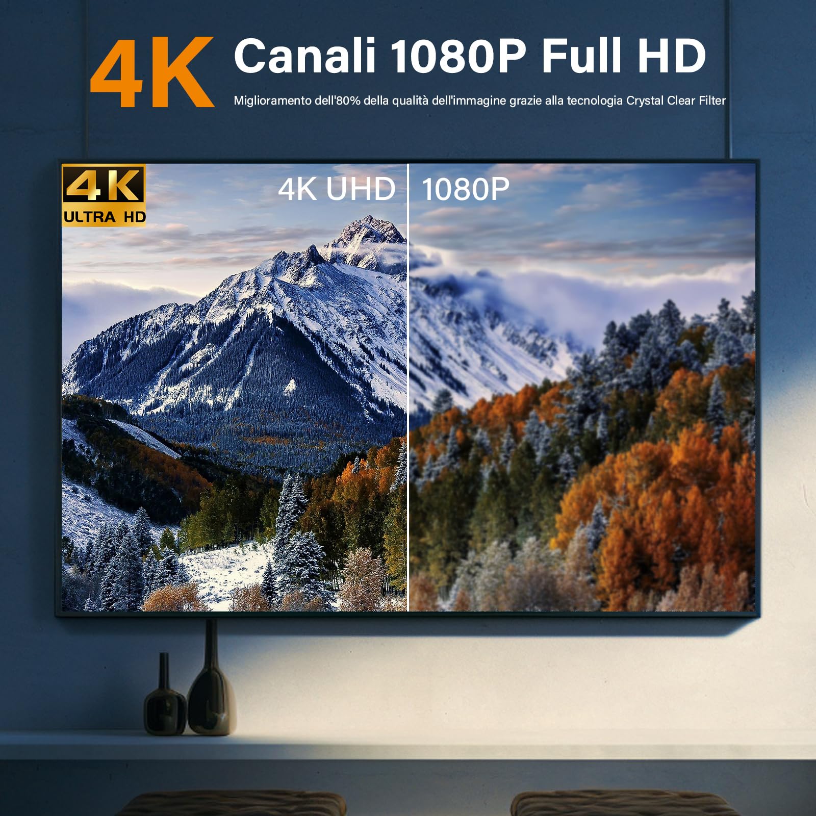 2026 Antenna TV Interna,Antenna TV Interna Amplificata Potente Ricezione 360° fino a 100 km con Base Magnetica,Supporto HD/4K/1080,DVB-T2/DVB-T2,installazione molto semplice