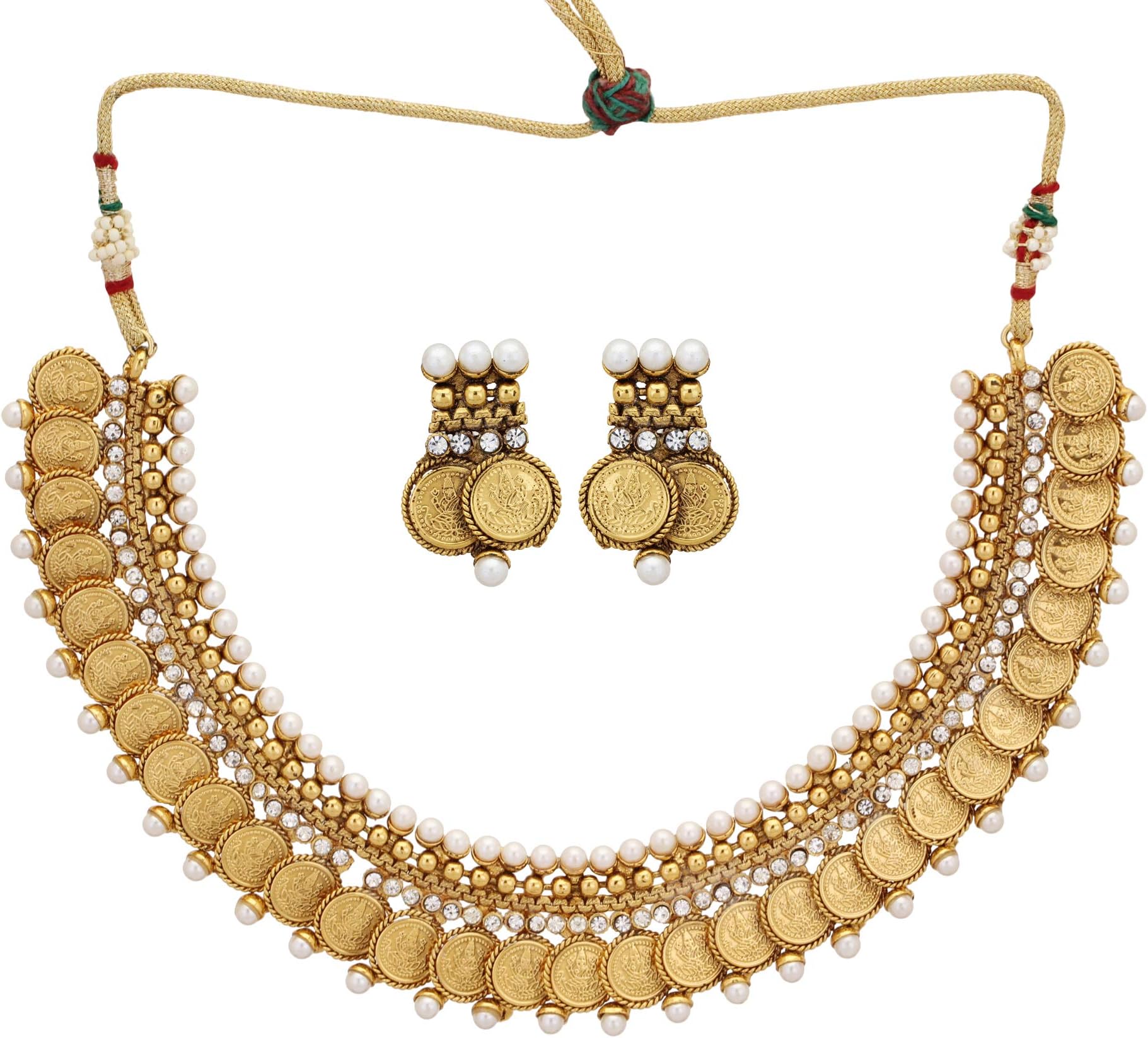 ShreyadzinesTemple Jewelry Gold Plated Ginni Choker Necklace Jewelry Set for Women & Girls