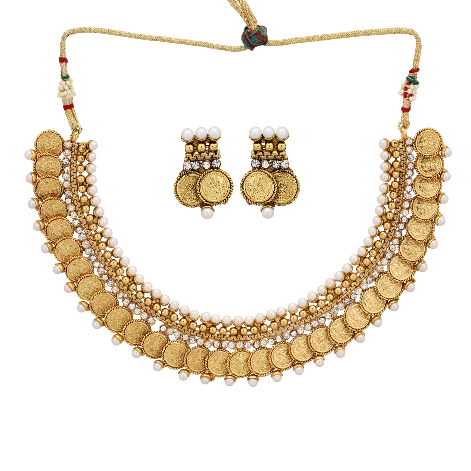 ShreyadzinesTemple Jewelry Gold Plated Ginni Choker Necklace Jewelry Set for Women & Girls