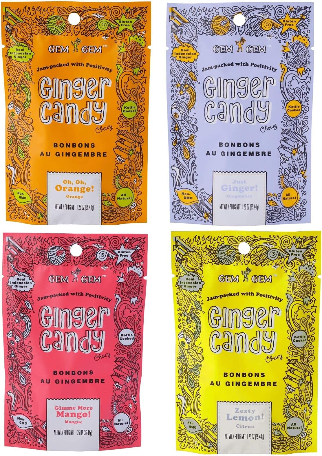Gin Gins Chewy Ginger Candy Bulk Pack 4.5 Pounds of Individually Wrapped Candies