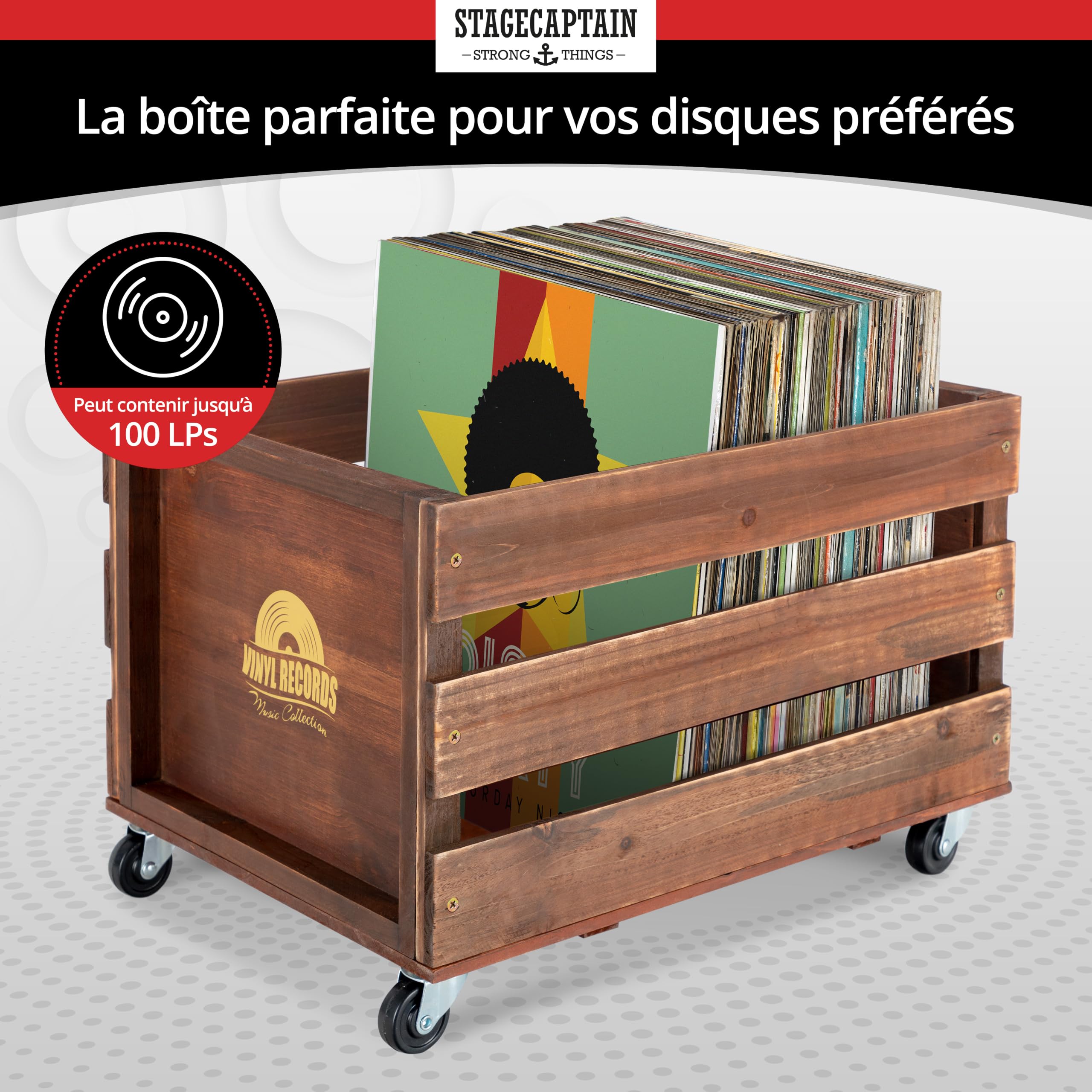 Stagecaptain SPK-100 BN caisse à disques Emil brune 2x set