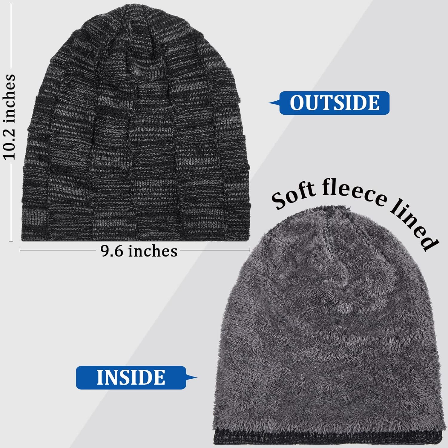 Geyoga 2/3/4 Pack Winter Beanie Hats for Men Warm Slouchy Beanies Hats Fleece Lined Thick Knitted Ski Skull Warm Cap - Image 2