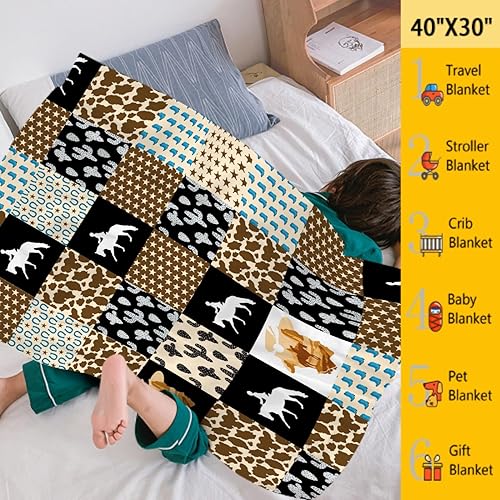 Miniatura 6 de Manta de bebé retro de caballo salvaje, regalos para niños y niñas, decoración occidental de animales de felpa, suave y ligera, manta de franela del