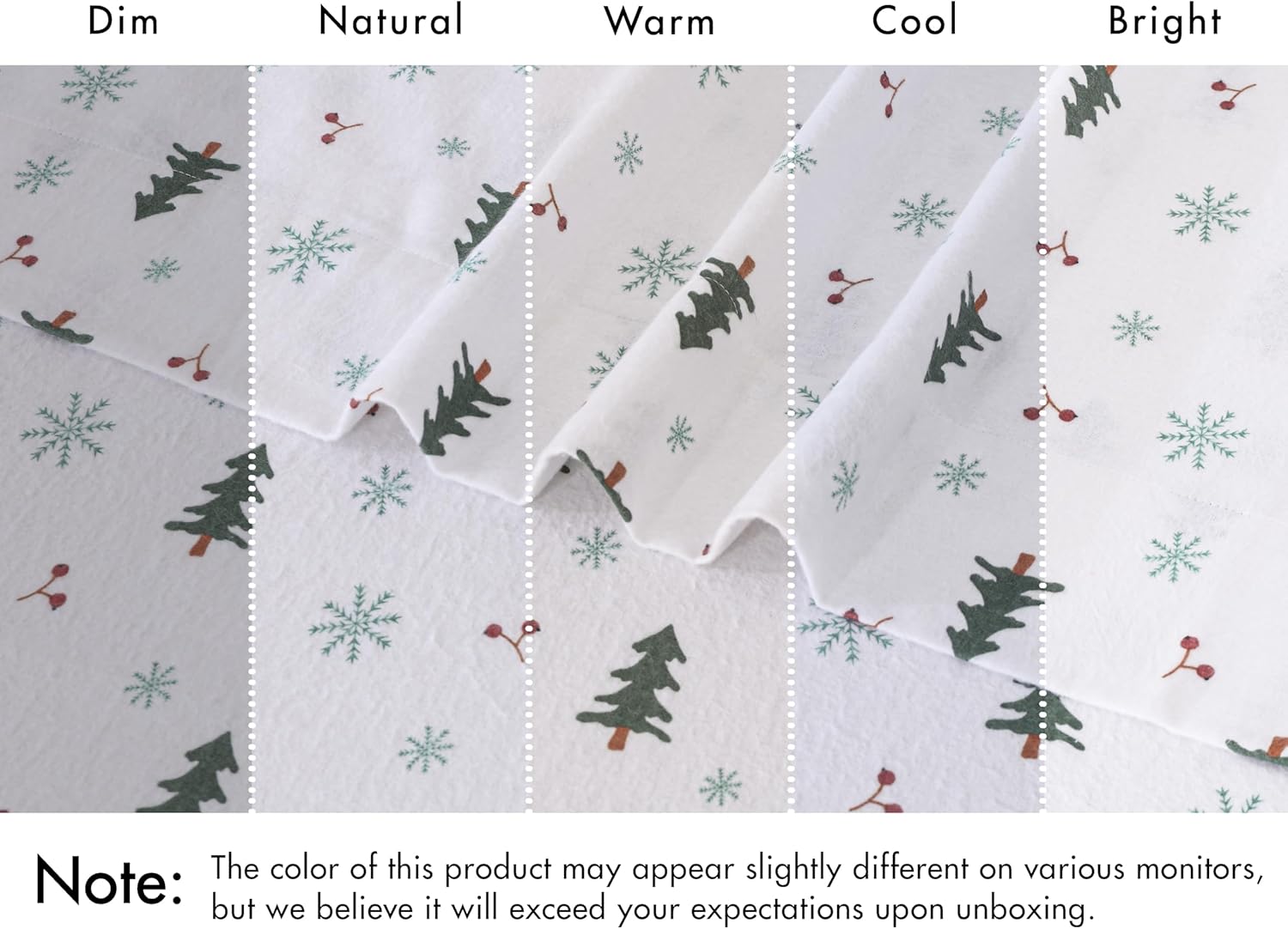 RUVANTI Flannel Sheets King Size - 100% Cotton Double Brushed King Bed Sheets Set - Deep Pockets 16 Inches - All Seasons Breathable & Extra Soft - Warm & Cozy, 4 Piece, Berry & Pine - Image 7