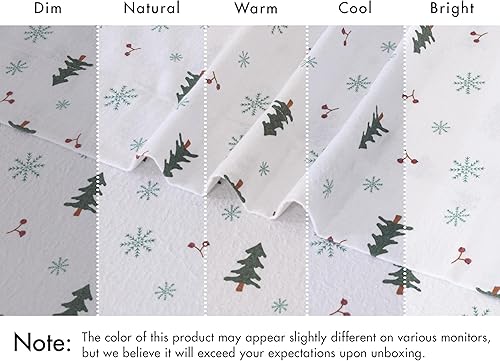 Miniatura 7 de RUVANTI Juego de sábanas de franela 100% algodón, tamaño matrimonial, 4 piezas, bayas y pino