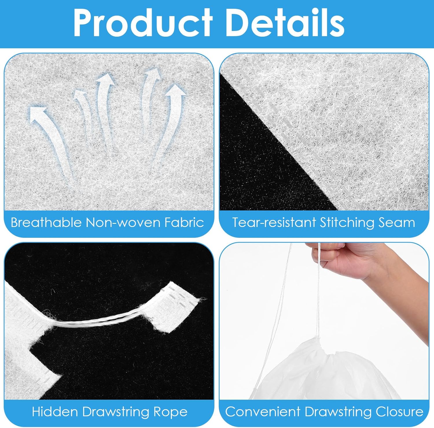 100 PCS Dust Bags for Purses Drawstring Bags Disposable Non-Woven Storage Covers Breathable Handbag Dust Cover Closet Organizer for Shoes Boots Clothes Packing Travel Home - Image 3