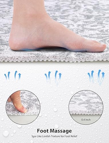 Miniatura 4 de Yonala - Tapete de ducha cuadrado de 24 x 24 pulgadas, elegante tapete de ducha antideslizante para ducha interior, tapete de ducha antideslizante