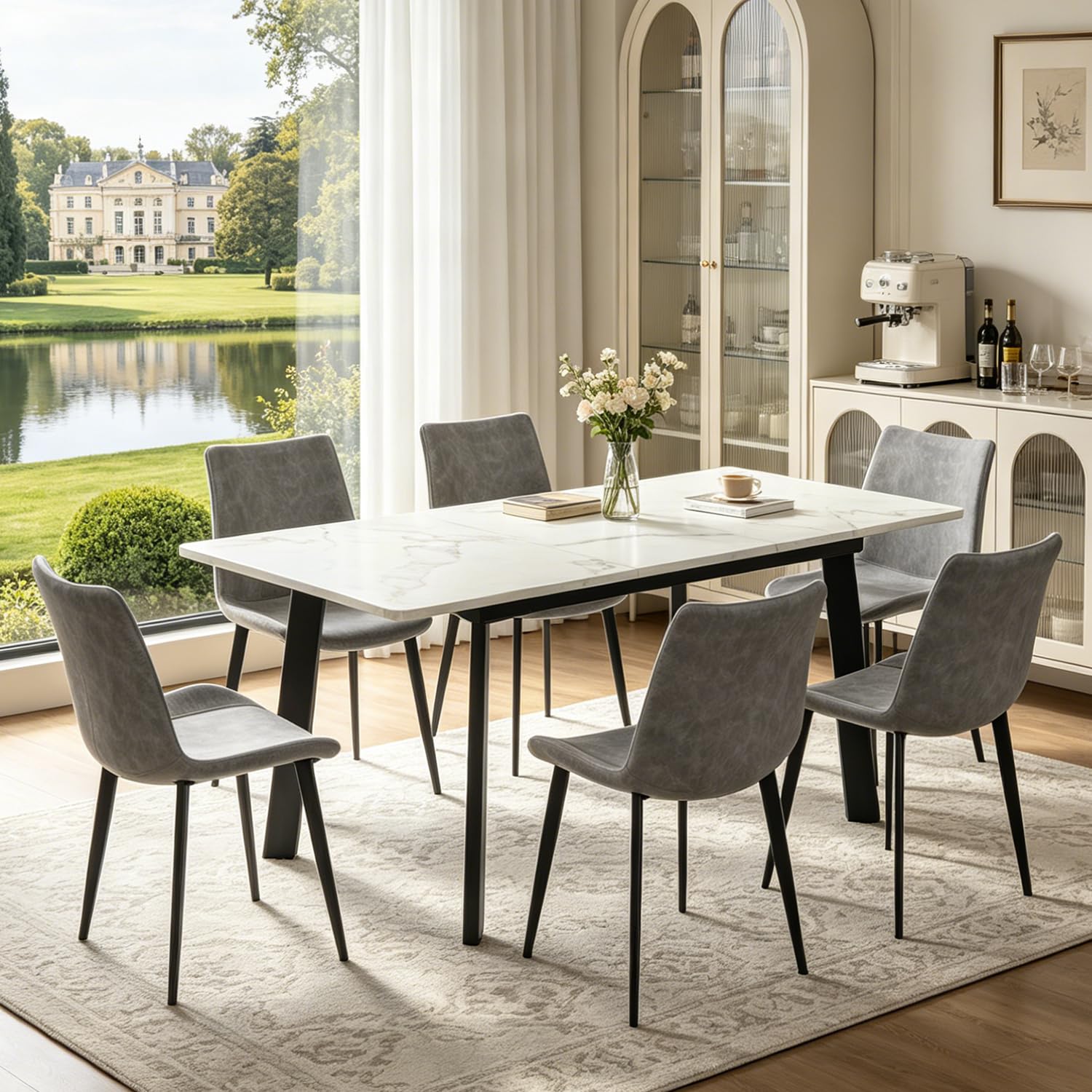 domusdisn Extendable Dining Room Table Set for 4-8