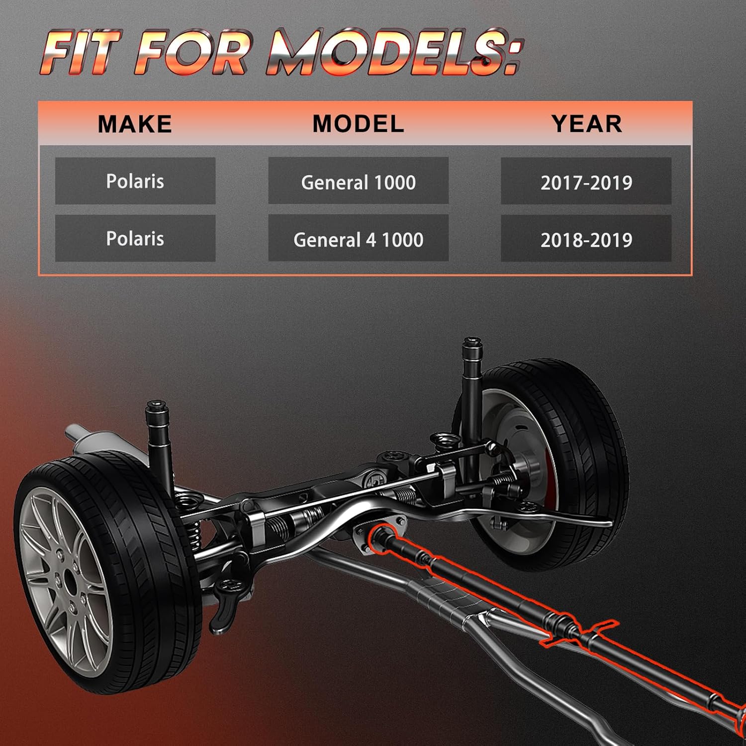 Front Drive Shaft Propshaft Assembly, Fit for Polaris General 1000 2017-2019 | Fit for Polaris General 4 1000 2018-2019, OE 1333917