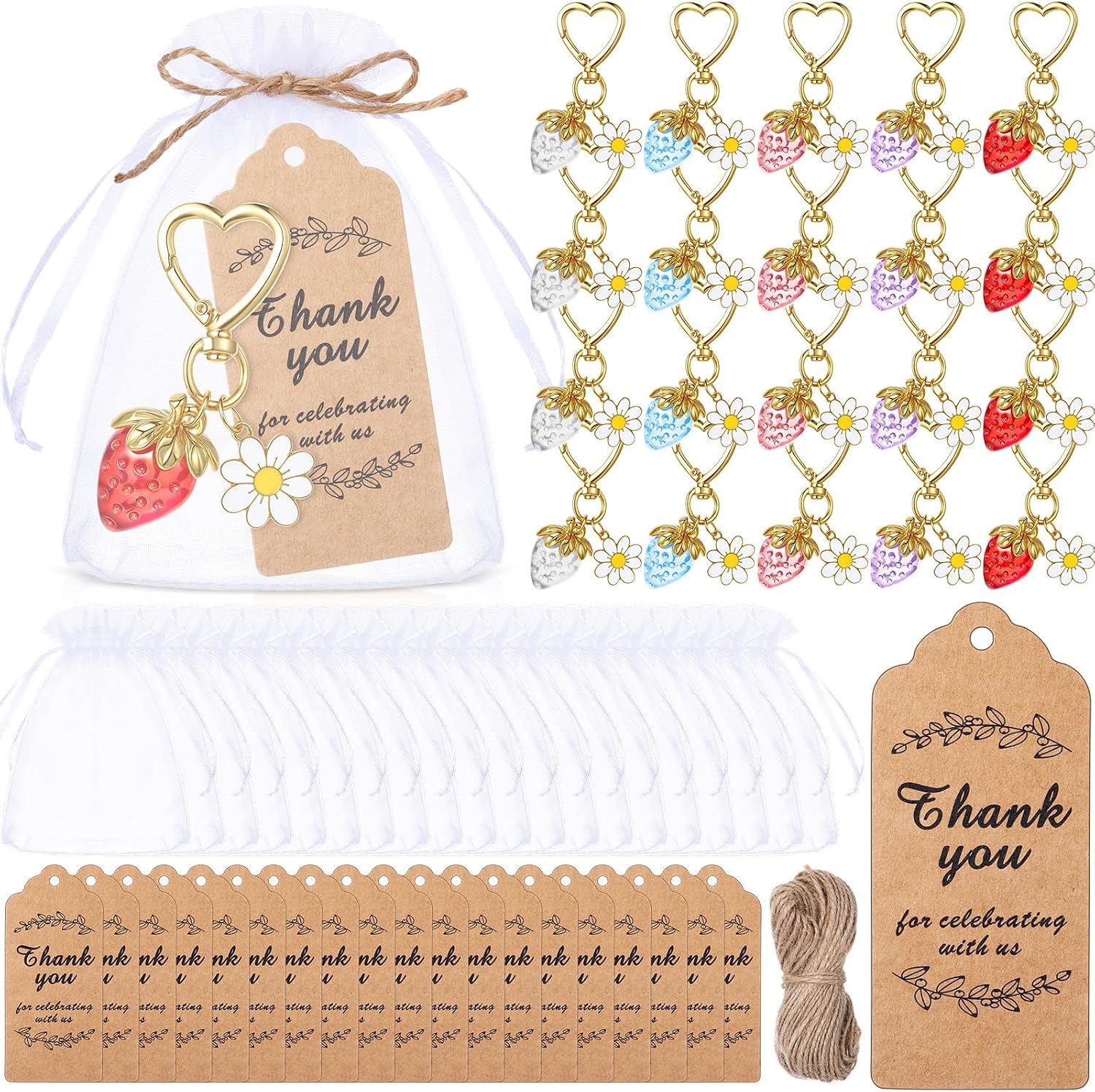 Nosiny 20 Set Strawberry Keychain Gifts Strawberry Party Favors for Guest