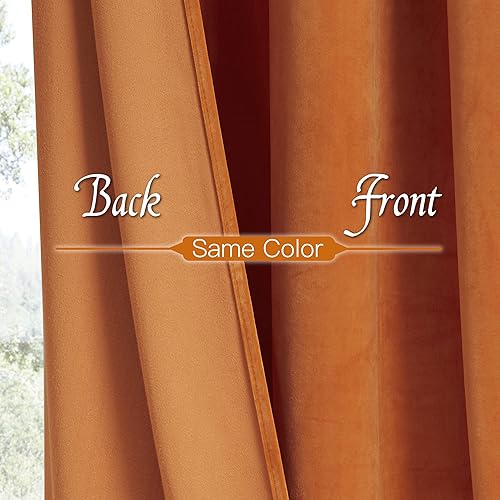 Miniatura 39 de RYB HOME Juego de 2 paneles de cortinas de terciopelo malva, cortinas y cortinas para oscurecer la habitación, con aislamiento térmico, decoración