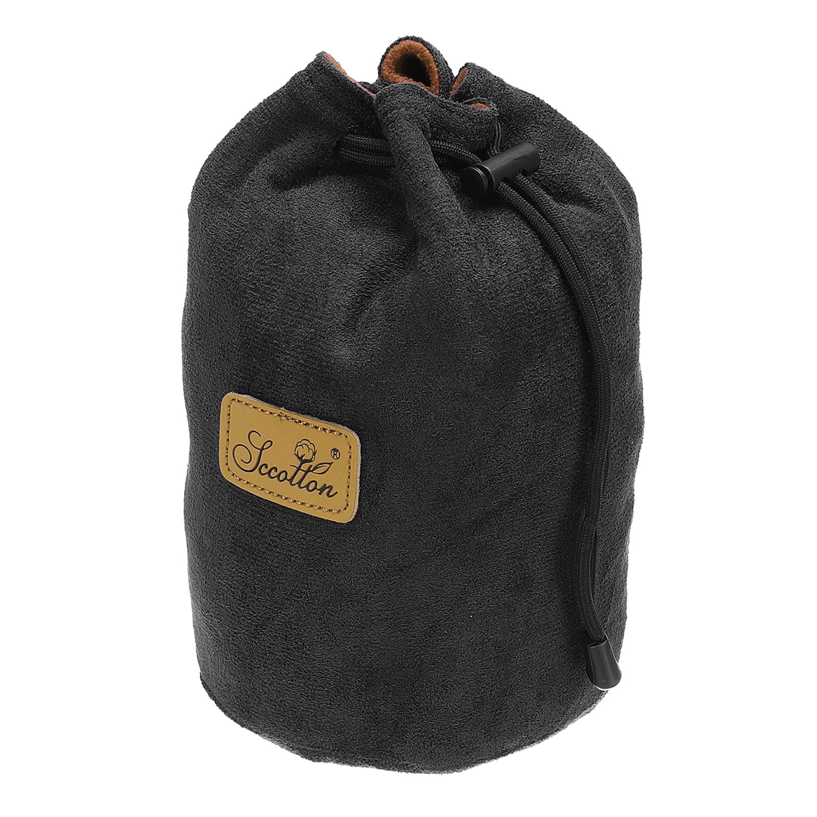 PATIKIL Custodia Morbida per Fotocamera, Taglia M Antiurto, Coulisse, Custodia Obiettivo Flanella, Compatibile Obiettivi per Fotocamera Dslr Nikon, Bicchieri per Acqua, Nera (Rotonda)
