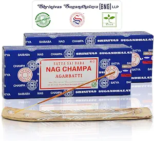 Satya Nagchampa Incense Sticks 2 Pack (500g) with Incense Holder