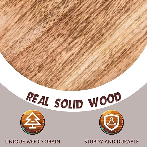 Miniatura 4 de Geetery 4 elevadores de madera para exhibición, soporte de pedestal de madera, soporte de mini bandeja redonda de madera, soporte de pedestal Marrón