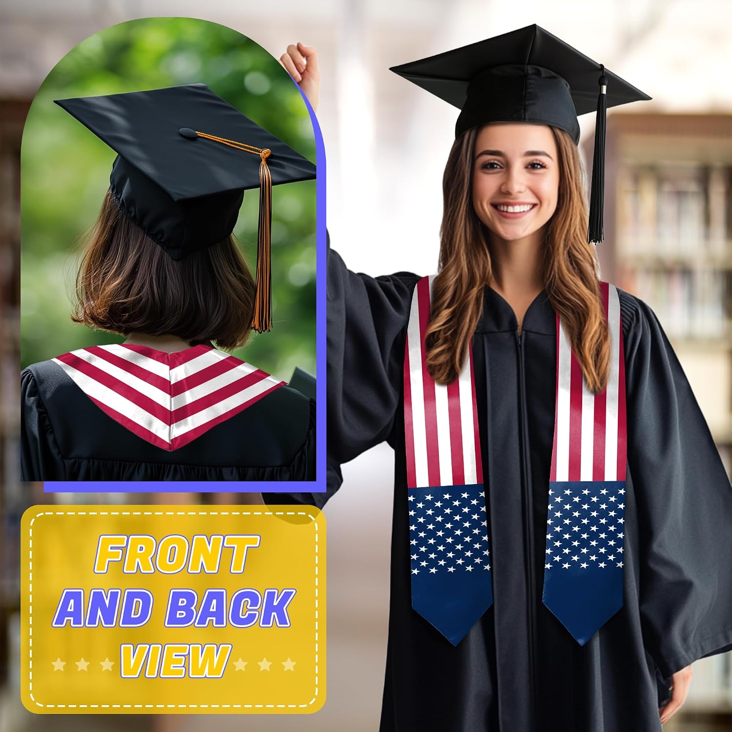 Graduation Honor Stole,National Flag Graduation Sash Scarf Unisex Adult 72" Long image 5