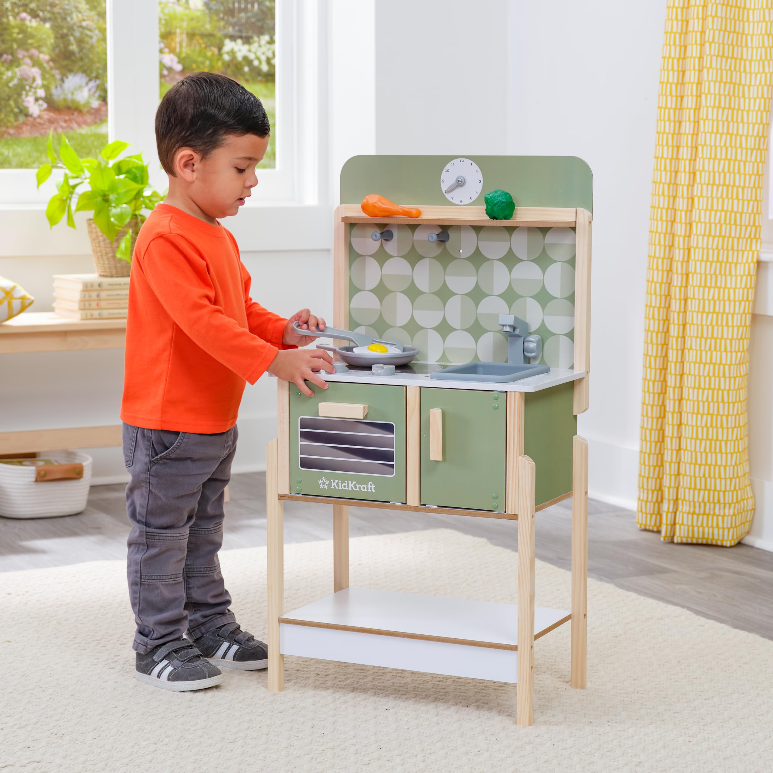 KidKraft Cocina de Juguete Time to Cook de Madera para niños con Accesorios incluidos, Comida de Juguete y Set Utensilios de Cocinita Infantil, Juguetes niños 2+ años (20513)