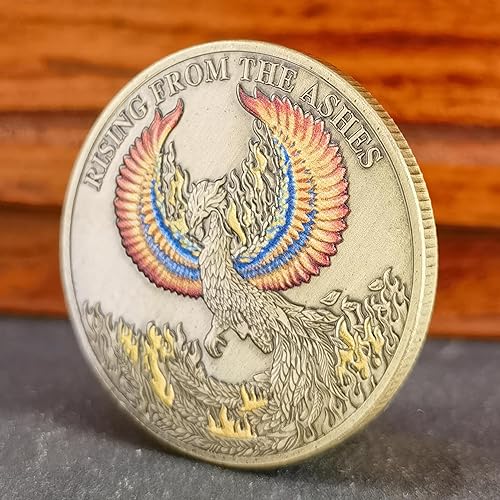 Miniatura 3 de Phoenix Rising Lucky Coin - Moneda de oración de serenidad y sobriedad, regalos sobrios para hombres o mujeres, medallón AA de recuperación de
