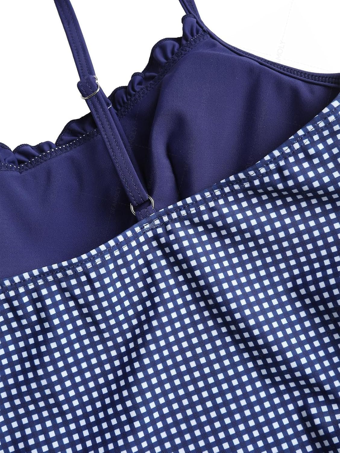Gingham Tankinis for Women - Tankini Swimsuits Set with Ruffles, Bowknot & Ruched Detailing - Image 4