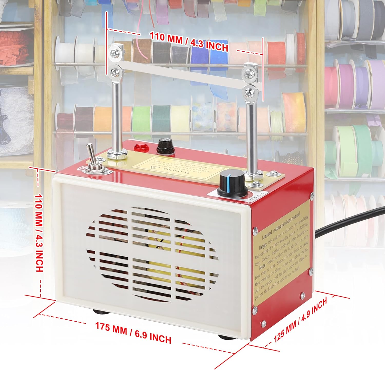 Hromee 60W Electric Rope Cutter, Hot Knife Bench Cutting Tool with Thermal Blade for Braid Fabric Webbing Belting Ribbon