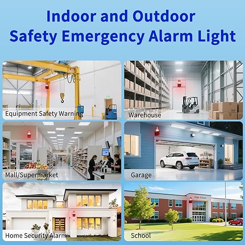 Vista 8 de AC110V - Luz estroboscópica de sirena industrial de 120 dB, bocina fuerte y luz de advertencia de baliza roja, alarma de seguridad impermeable