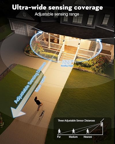 Miniatura 23 de VIANIS Luces negras para exteriores del atardecer al amanecer para casa, paquete de 2 luces de pared al aire libre, luces de porche impermeables