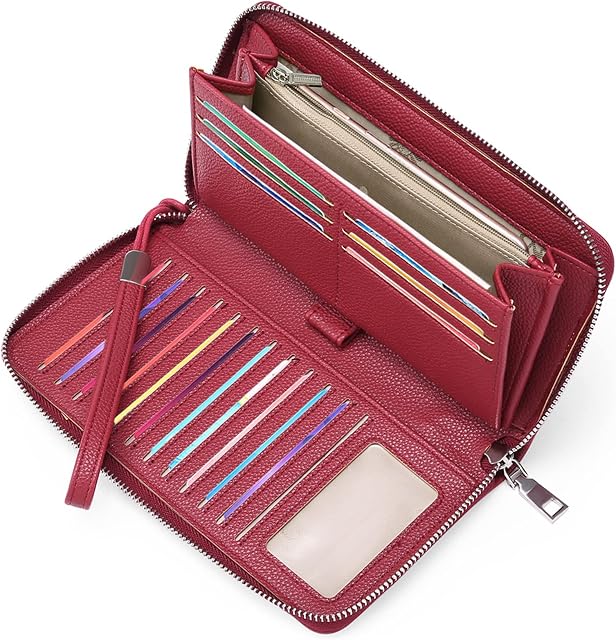 GAEKEAO Ladies Purse,Large Capacity Leather Women's Wallet RFID Blocking with Multiple Card Slots and Roomy Compartment