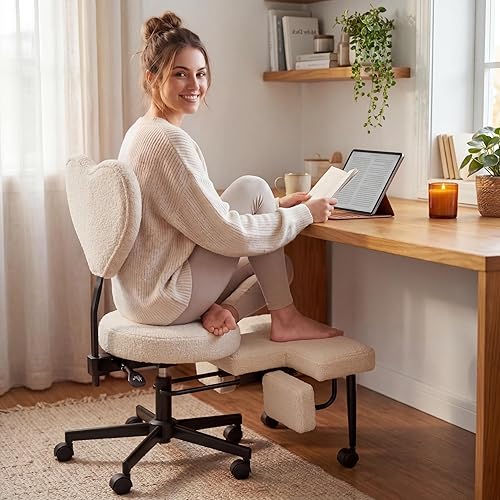 Ergonomic Cross Legged Office Chair with Foot Rest for Kneeling