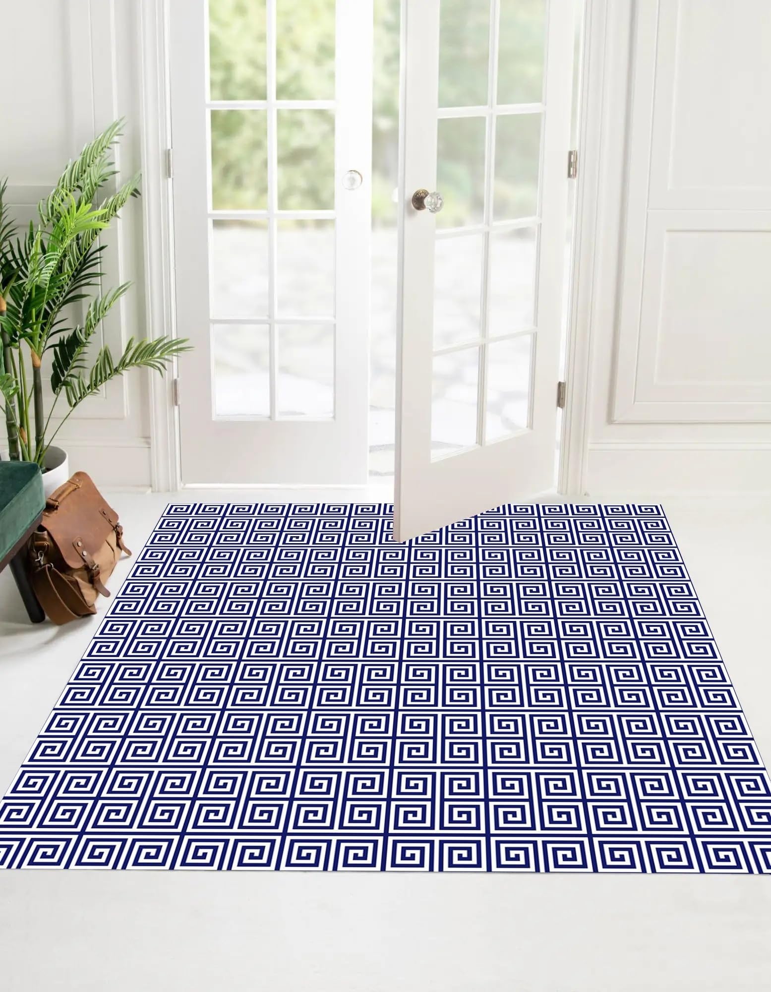 Amazon.com: Oriental Traditional Blue Maze Pattern Area Rug 7x7