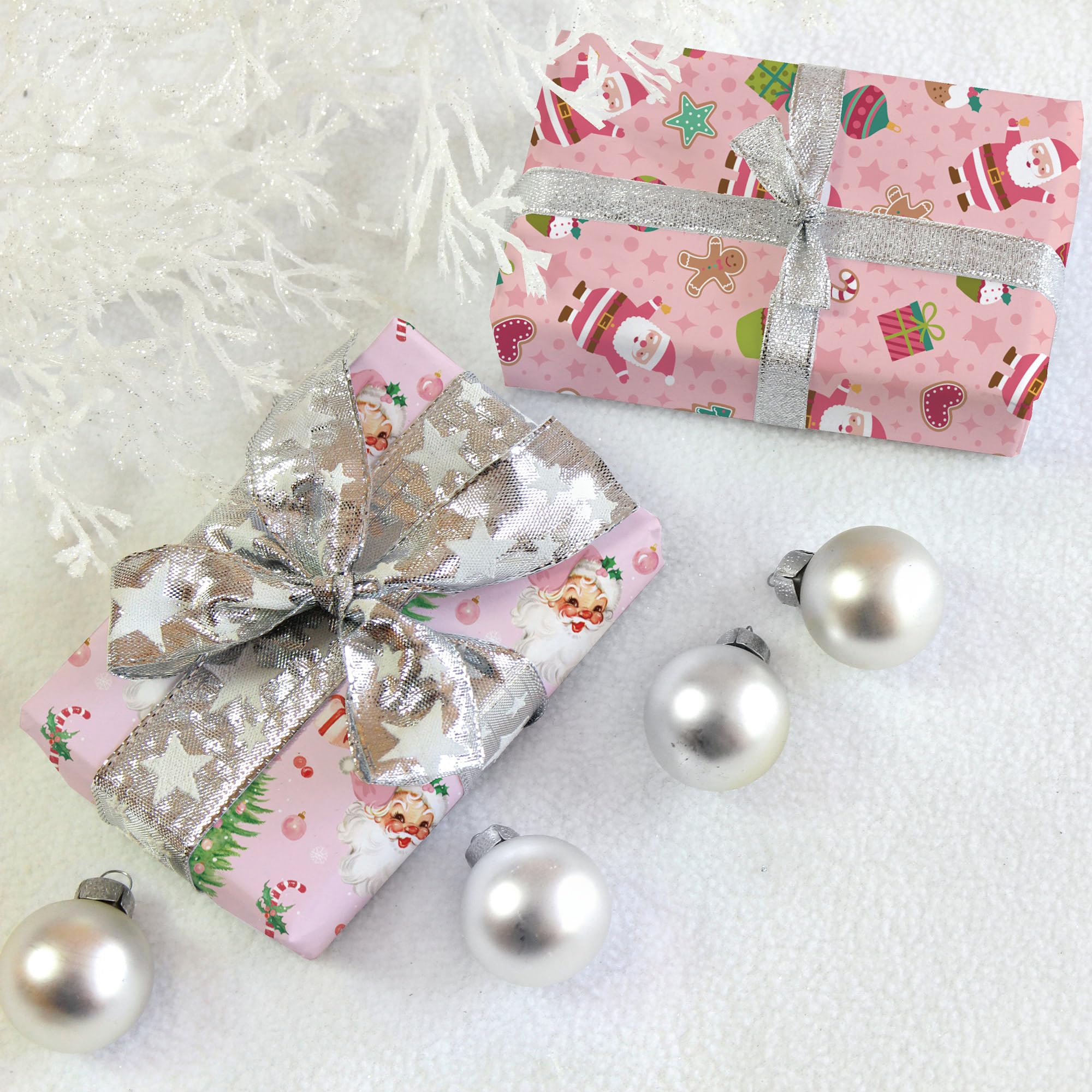 Papel De Regalo De Navidad - 12 Hojas 50x70 Cm Con Motivos Navideños (Rosa), Para Manualidades