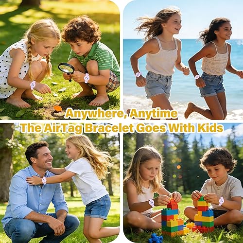Miniatura 5 de Vanet Compatible con pulseras impermeables AirTag para niños, paquete de 2 pulseras de silicona con soporte oculto, cobertura completa, bonito 2