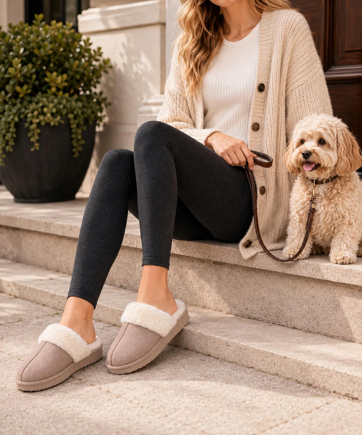  Fuzzy Memory Foam Slippers for Women Indoor Outdoor House Shoes thumbnail