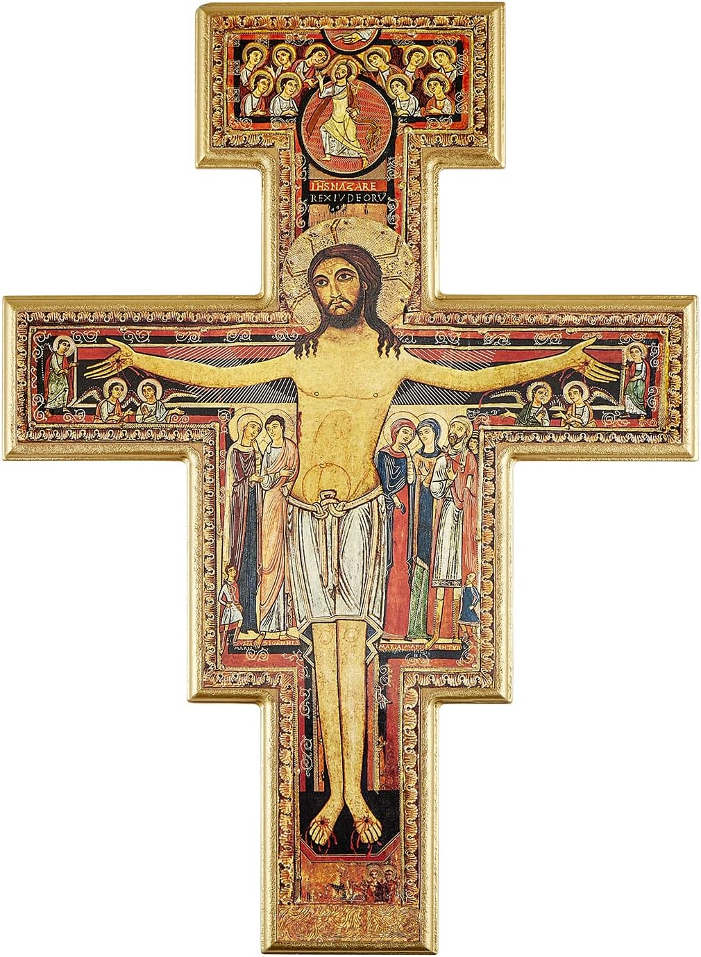 GerffertAssisi Collection-San Damiano Wooden Crucifix with Hanger, 12 x 16-Inch