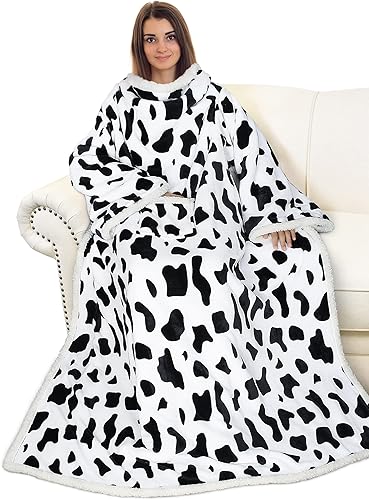 Miniatura 31 de Catalonia - Manta de forro polar tipo sherpa con mangas y bolsillo, microfelpa abrigada y cómoda para ver TV, manta para adultos, mujeres y hombres