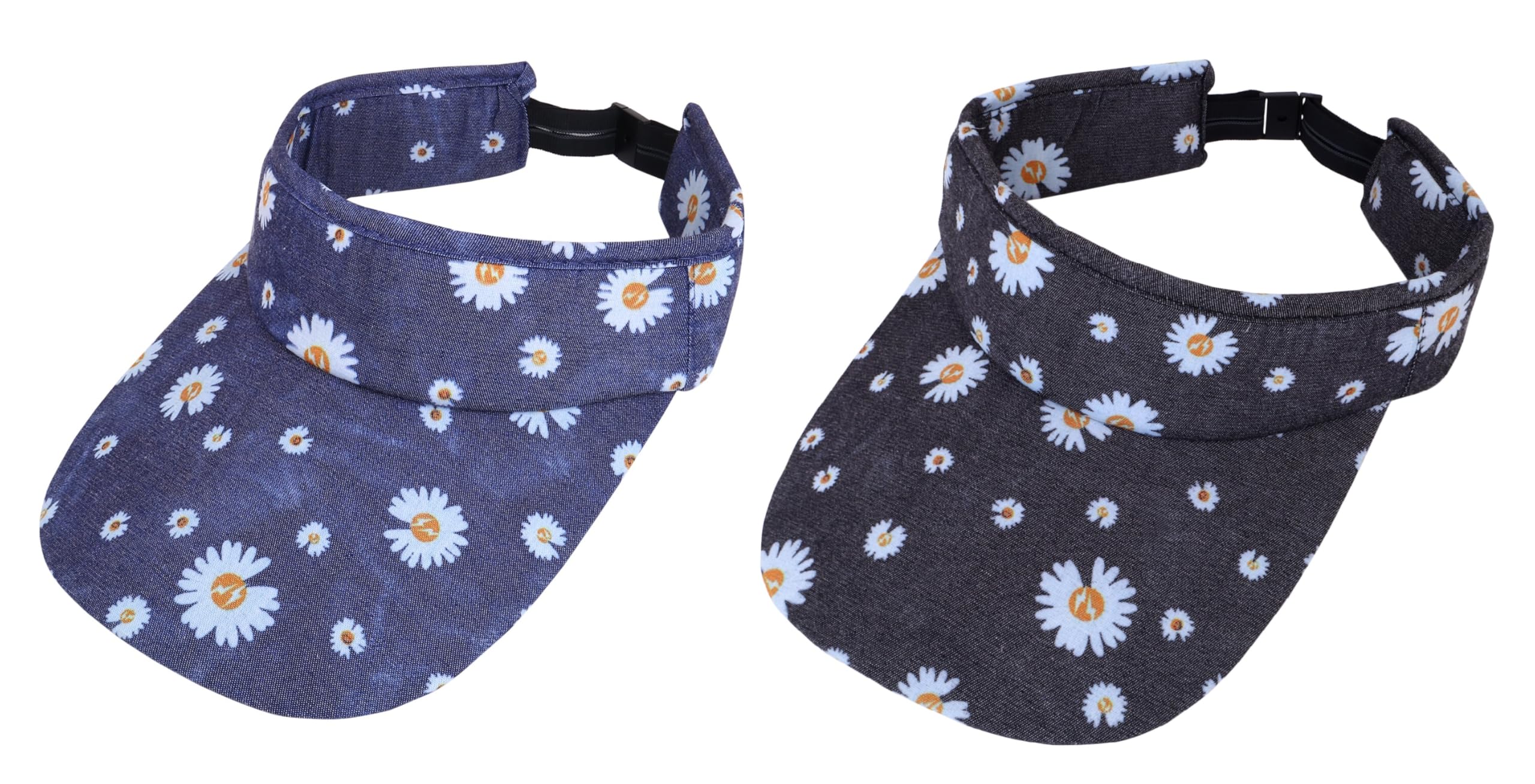Unisex Cotton Denim Printed Visor Sunshade Cap sf-02 (Dark.Blue & Black_Free Size) (Pack of 2)-image-22