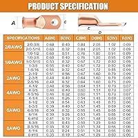 Vista 6 de mankk - 230 piezas de terminales de anillo de cobre para cables de AWG 1 2 4 6 8 1/0 2/0 calibre, conectores de terminal de batería, conectores